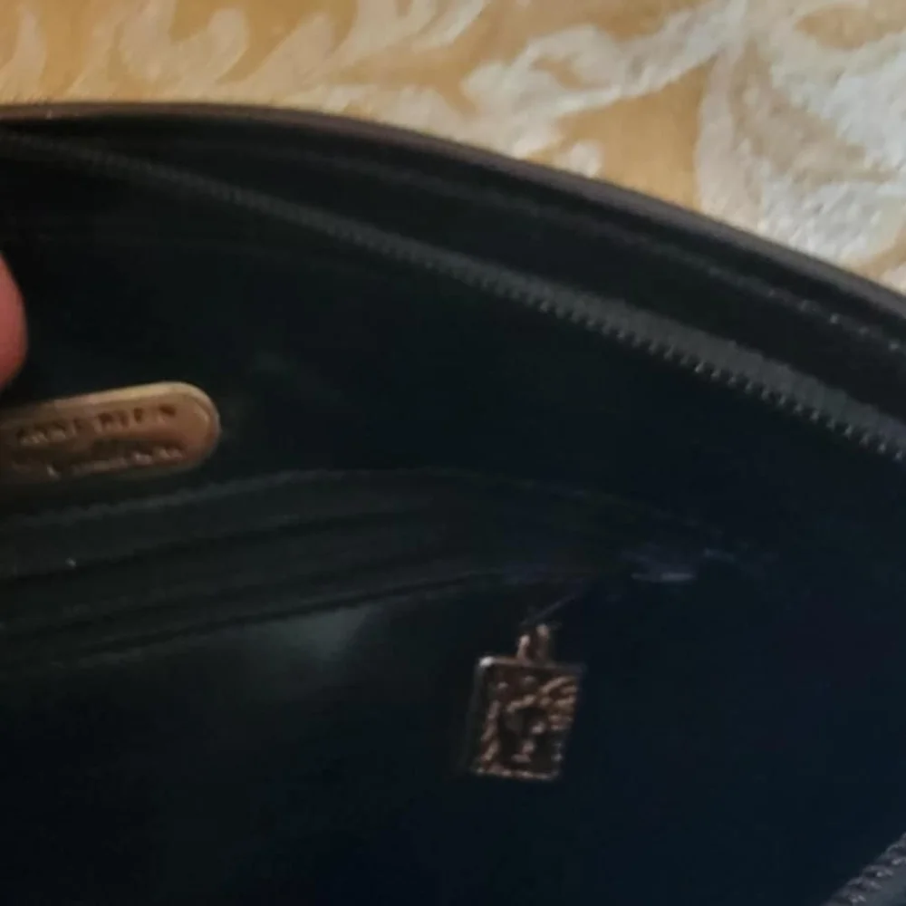 Vintage Anne Klein For Calderon Black Leather Shoulder Bag with Adjustable Strap